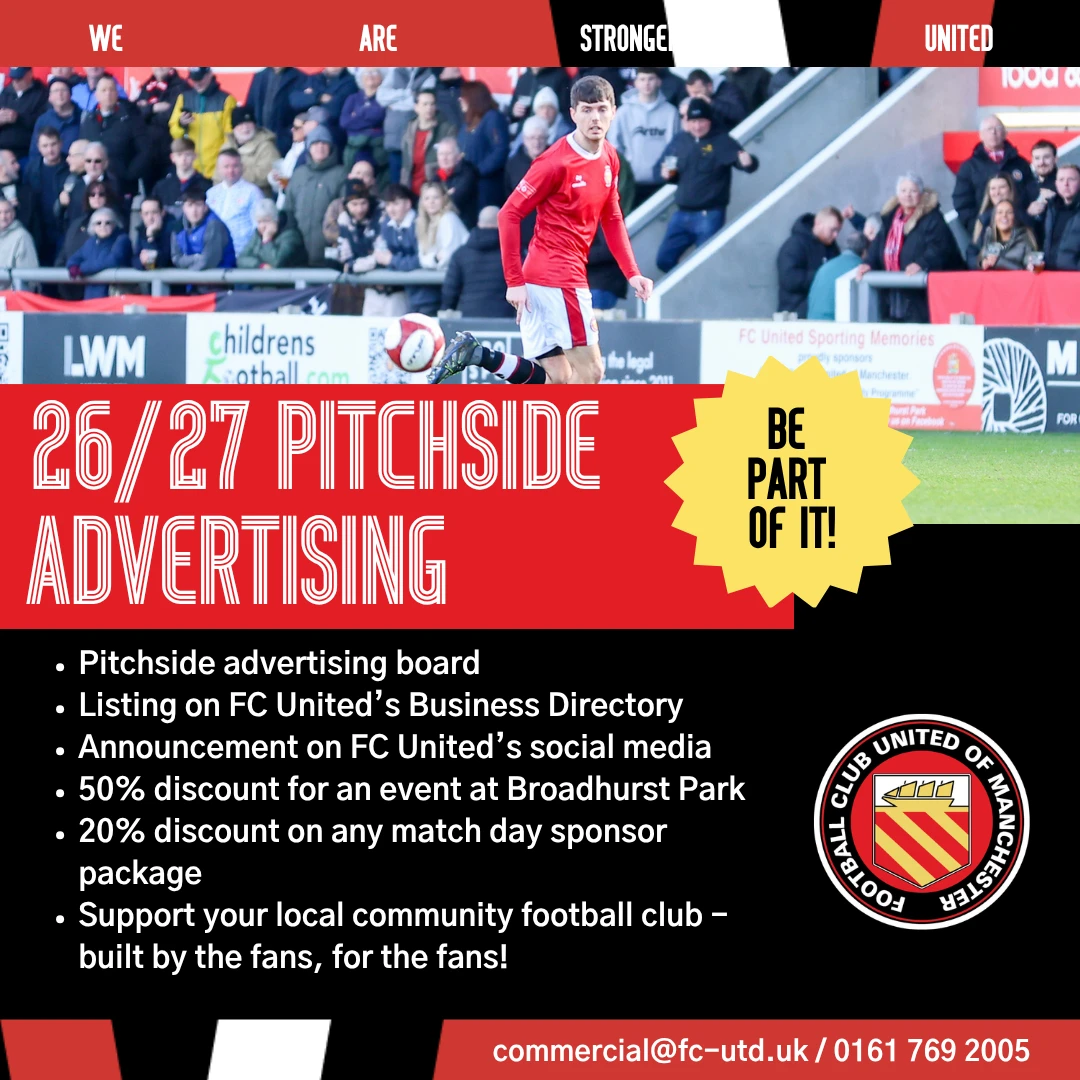 Promote Your Business with Pitchside Advertising at FC United!
